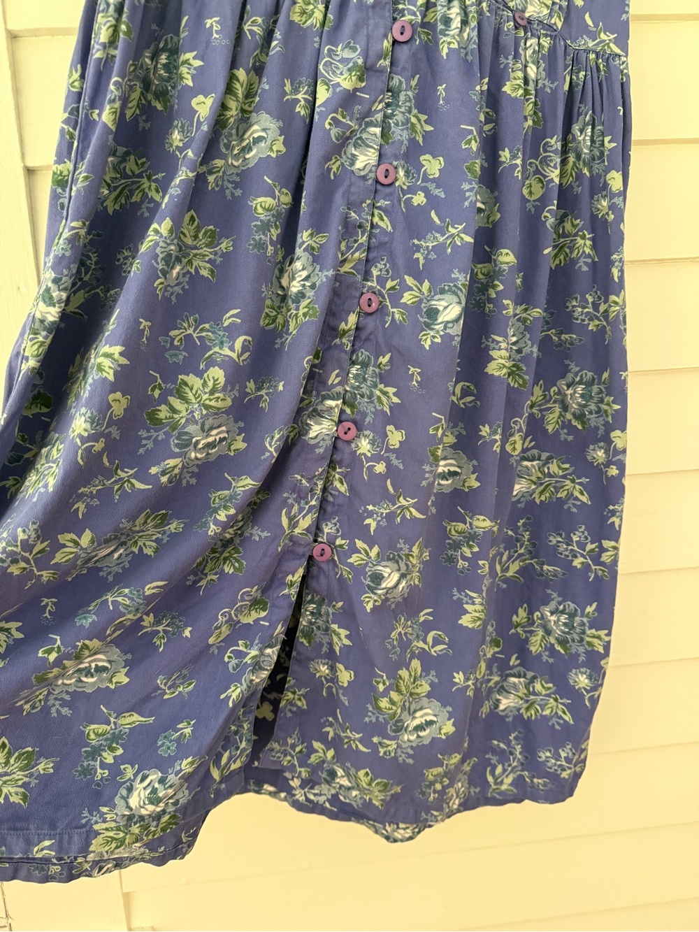 Vintage Cornelloki Floral Cotton Dress XS Blue Cottagecore Button Front - Picture 6 of 7